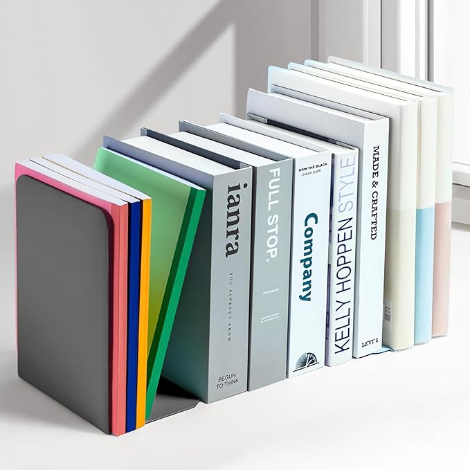 M&G Book Ends 1 Pair, Black Large Metal Bookends for Shelves, L-Type Book Stopper for Heavy Books, Non-Skid Bookstand for Office Home School Supplies-Ruum Studio Home