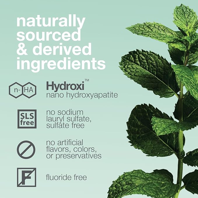 Davids Hydroxi Fluoride Free Nano Hydroxyapatite Whitening + Enamel Health Toothpaste, Antiplaque, Fresh Breath, Remineralizing, SLS Free, Natural Peppermint, 4 oz, Made in USA-Ruum Studio Home