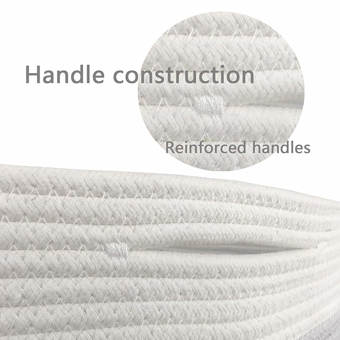 COMFY-HOMI Medium Cotton Rope Basket With Handles for Shelves|Dog Toy|Baby Gift Basket Empty for Organizing|NEW Generation 13.5" x 11" x 9.5" Living Room (Navy Blue)-Ruum Studio Home