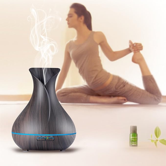 Aroma Essential Oil Diffuser, 400ml Ultrasonic Cool Mist Humidifier with Waterless Auto Shut-Off and Cleaning Kit for Home, Yoga, Office, Spa, Bedroom, Baby Room - Wood Grain-Ruum Studio Home