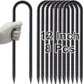 VVOKGO Trampoline Stakes 12 Inches Anchors High Wind Heavy Duty, 8-Pack U Shaped Tie Down Anchor Kit for Ground, Camping Tent, Soccer Net, Swing Set, Black-Ruum Studio Home