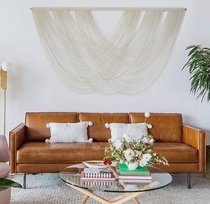 Flber Macrame Wall Hanging Large 57.00" W x 31.00" L Macrame Wall Decor Large Yarn Tapestry Home Boho Wall Decor-Ruum Studio Home