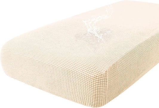 hyha Waterproof Couch Cushion Covers for Pets, Non Slip Sofa Seat Cover for Dogs Washable, Soft Thick Stretch Jacquard Fabric, Sofa Slipcovers with Elastic Bottom (1 Piece for Large, Beige)-Ruum Studio Home