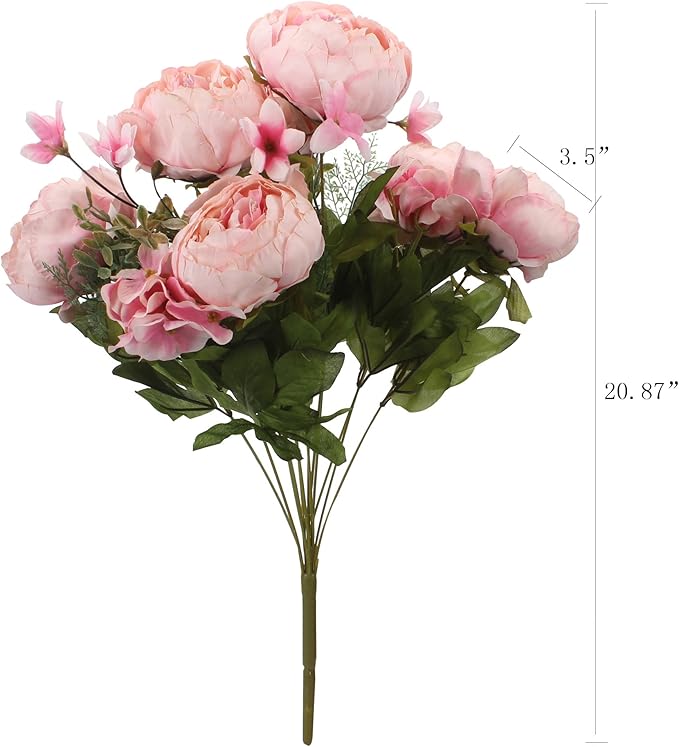 Duovlo Springs Flowers Artificial Silk Peony Bouquets Wedding Home Decoration,Pack of 1 (Spring Light Pink)-Ruum Studio Home