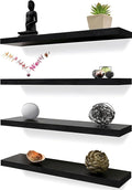 Wood Floating Shelves for Wall Decor, Rustic Wall Shelves for Bedroom Bathroom Kitchen Living Room, Set of 4 Black 24 Inch-Ruum Studio Home