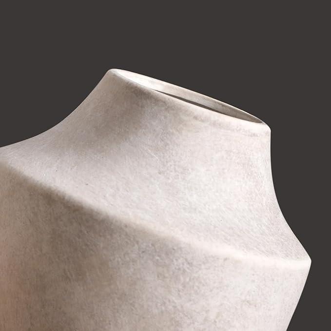 Mitt&Ditt Ceramic Flower Vase, 5.3 inch Off-White Farmhouse Rustic Vase, Handcrafted Weathered Pottery Vases, Small Flower Terracotta Vases for Home Decor, Living Room, Table, Shelf-Ruum Studio Home