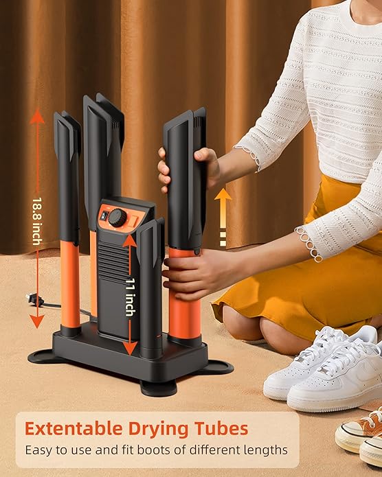 Boot Dryer Shoe Dryer, Glove Dryer & Boot Warmer with Heat Blower, Ski Boot Dryer with Adjustable Tubes & Timer, Ultra Silent, Quick Drying for Work Boots, Ski Boots, Sneakers, Gloves, Hats, Helmets-Ruum Studio Home