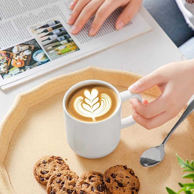 vancasso Porcelain Coffee Mugs Set, 12 oz Ceramic Coffee Cups for Latte Hot Tea Cappuccino Cocoa Milk Cups Set of 6, Dishwasher & Microwave Safe, White-Ruum Studio Home