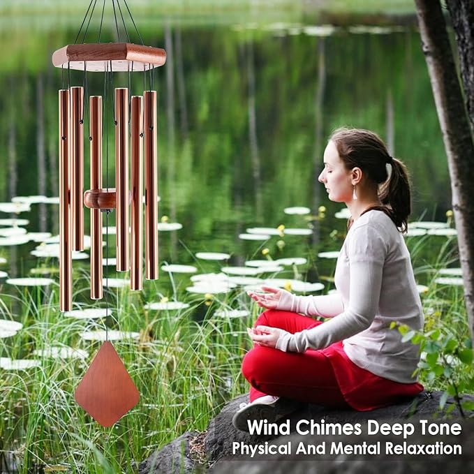 Small Wind Chimes for Outside, 28 Inches Wind Chimes Outdoor Tuned Soothing Melody, Sympathy Wind Chimes for Mom/Housewarming, Bronze Wind Chimes Outside Decoration.-Ruum Studio Home