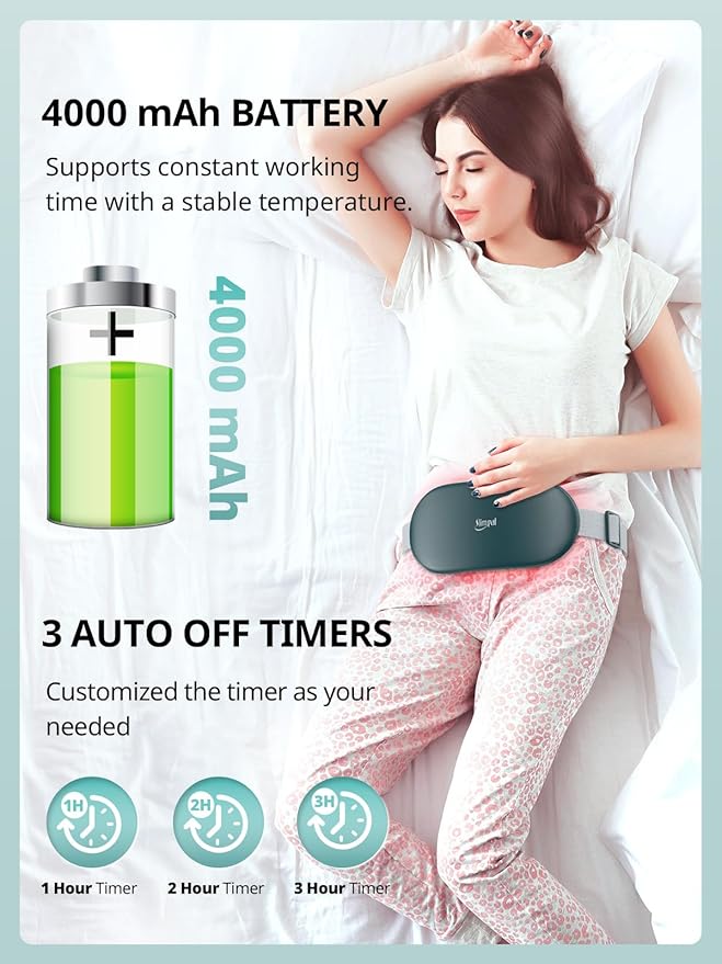 Slimpal Heating Pad for Period Cramps&Back Pain, Plus-Sized Electric Heating Pad, Menstrual Period Cramps Heat Belt Pain Relief, 3 Timer Auto Off Setting, Dark Green-Ruum Studio Home