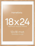 Homeforia 18x24 Poster Frame Wood, High End Natural Oak 18x24 Light Wooden Picture Frame with Mat 16x20, 18 by 24 Frames Matted to 16 x 20 Photo, 24by18 Thin Frames, Tempered Glass, Wall Kit, Set of 1-Ruum Studio Home