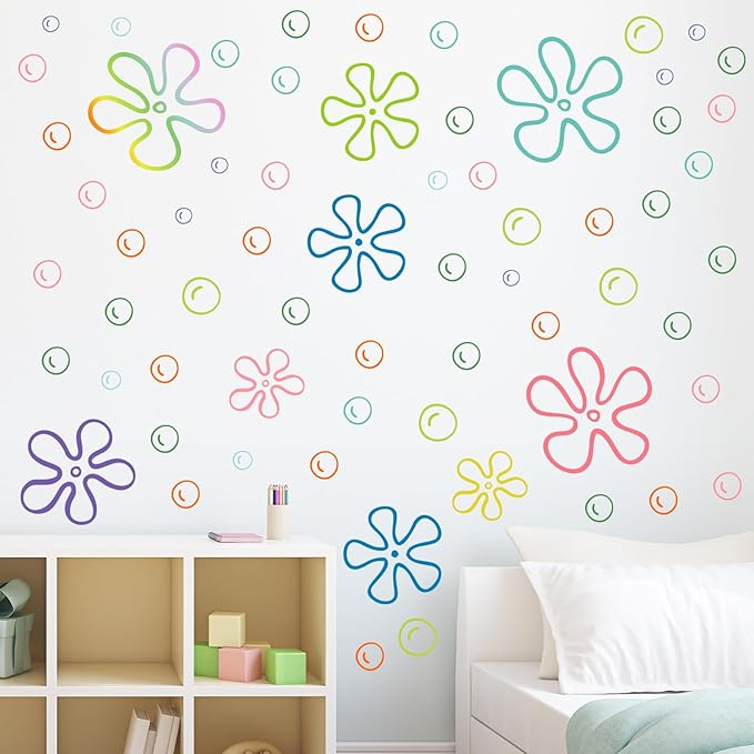 187PCS Flower Bubbles Wall Decals Under The Sea Birthday Party Decorations Ocean Wall Stickers Wall Decor for Bathroom Nursery Bedroom Home Classroom Car-Ruum Studio Home