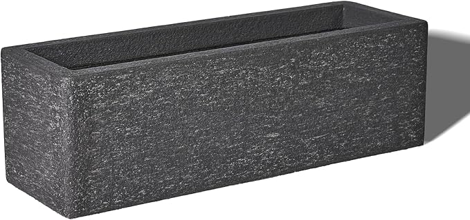 24 Inch Rectangular Concrete Planter,Durable All-Weather Use with Drainage Holes,Large Rectangular Planter for Outdoor Indoor Plants-Ruum Studio Home