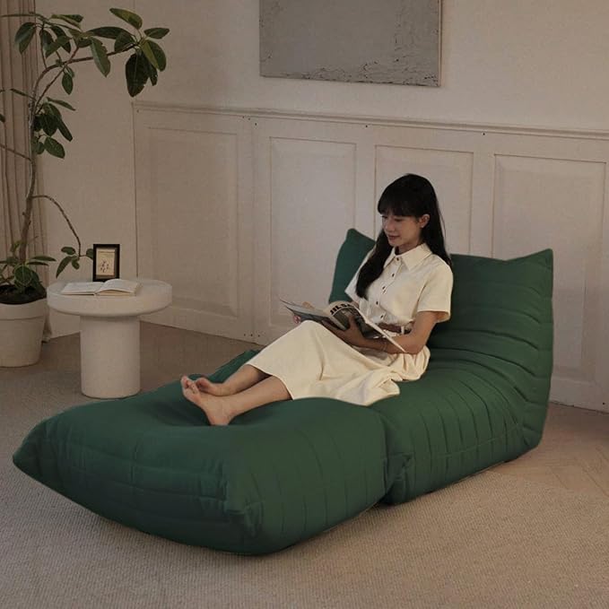 Luxury Ottomans, Modern Square Foot Rest for Sofa Couch Chair, Lazy Floor Seating, Fireside Bean Bag Chair, Tatami Sofa Lounger for Living Room, Bedroom, Office, Green-Ruum Studio Home