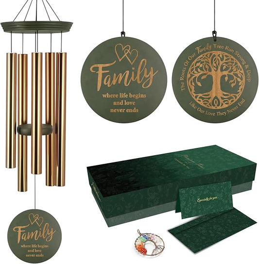 Wind Chimes for Outside, Large Outdoor Windchimes with Engraved Tree of Life, Premium Tuned Metal Chimes for Mother/Grandma, Home & Garden Decor with Soothing Tone-Ruum Studio Home