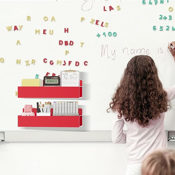 Magnetic Spice Rack Organizer for Fridge Seasoning Organizer for Kitchen Storage With Screw Magnetic Shelf for Oven, RV,Garage,Bathroom (Red, 4pack)-Ruum Studio Home