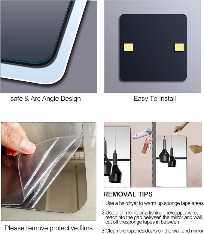 Unbreakable Plexiglass Acrylic Mirror for Kids, 1 PCS 8 x 8 inch, Shatterproof Safe Mirror for Wall, Used for Hand Makeup Mirrors, Hang Mirro, Bedroom Door Mirro, Shaving Mirrors, Workout Mirro-Ruum Studio Home