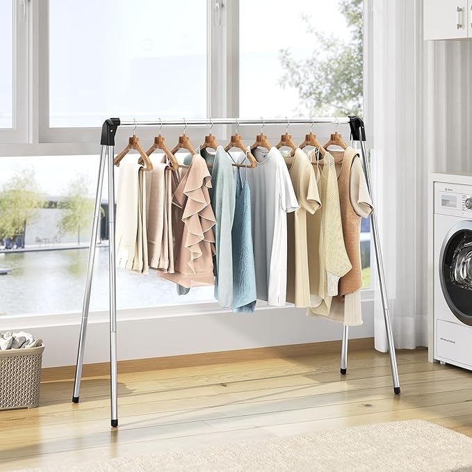 APEXCHASER Foldable Clothes Drying Rack, 55'' Collapsible Laundry Clothes Airer Width Heavy Duty Hanger for Sweaters Baby Clothes Towels Portable Indoor Outdoor for Home Travel-Ruum Studio Home
