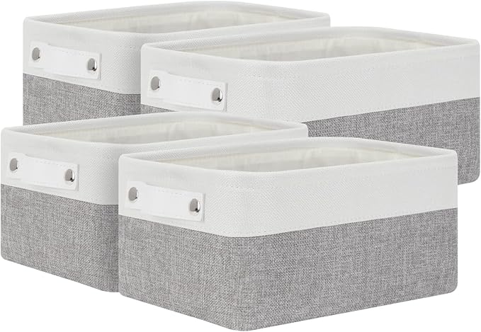 Bidtakay Small Storage Baskets for Organizing [4-Pack] Fabric Storage Bins for Baby Organizer Shelf Baskets for Nursery Storage Collapsible Closet Storage Bins for Home Organization - 11.8x7.8x5 In-Ruum Studio Home