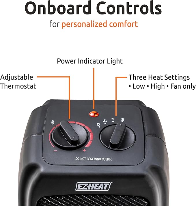 Electric Ceramic Portable Space Heater with Thermostat and Fan, Built-in Overheat Sensor, and Safety Tip-Over Switch, ST-MTPTC113-Ruum Studio Home