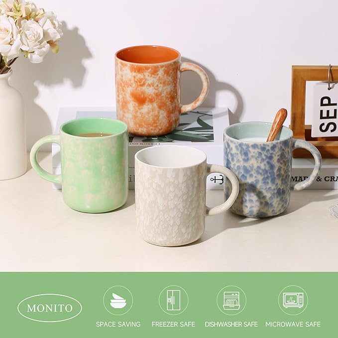 17 OZ Coffee Mugs Set of 4, Ceramic Modern Coffee Mugs Set with handle for Tea/Latte/Milk/Cocoa.-Ruum Studio Home
