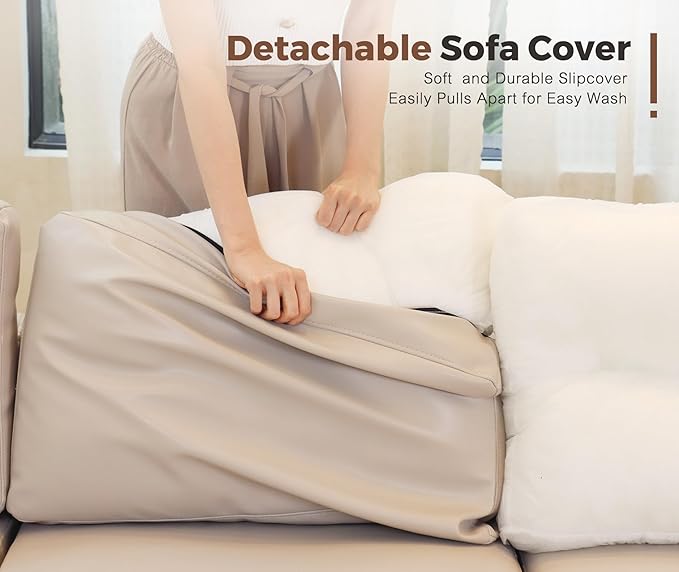 Faux Leather Single Sofa with Storage Ottoman, Modern Accent Chair Deep Seat Large Reading Armchair, Chaise Lounge Chair for Living Room Bedroom Office Whitesand-Ruum Studio Home