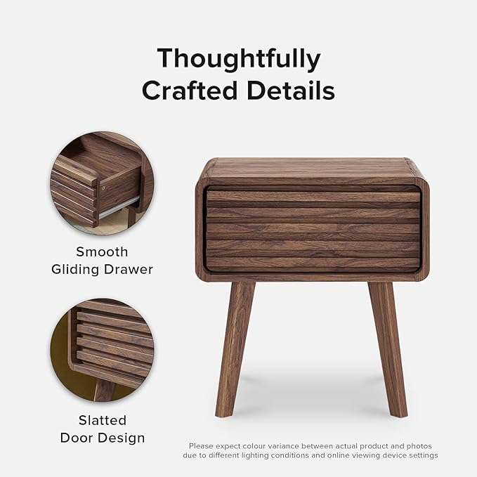 mopio Ensley Nightstand, Side Table, End Table, Mid Century Modern Nightstand with Drawer, Bedside Tables, Small Nightstands with Storage, for Living Room, Bedroom (Single)-Ruum Studio Home