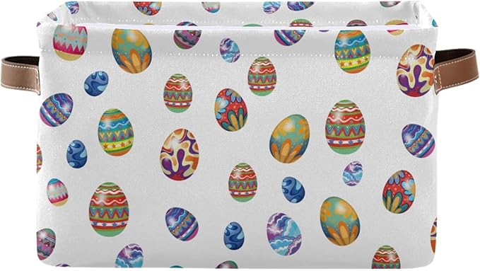 Easter Storage Basket Cube Storage Bins Organizer Bag Collapsible Closet Shelf Baskets with handle for Baby Cloth Pet Toy Book 14.2×10.2×8.3 IN-Ruum Studio Home