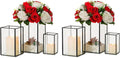 Glass Hurricane Candle Holder Large - Hewory 6pcs Black Rectangle Flower Holders Centerpiece for Table, Tall Floor Square Pillar Candle Lantern for Wedding, Anniversary, Party, Fireplace, Dining Room-Ruum Studio Home