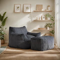 Giant Bean Bag Chairs for Adults, Oversized Chaise Lounge Chair Indoor with Memory Foam - Plush Boneless Lounger & Ottoman for Bedroom, Living Room, Gaming & Reading, Lazy Floor Sofa Chair, Gray-Ruum Studio Home