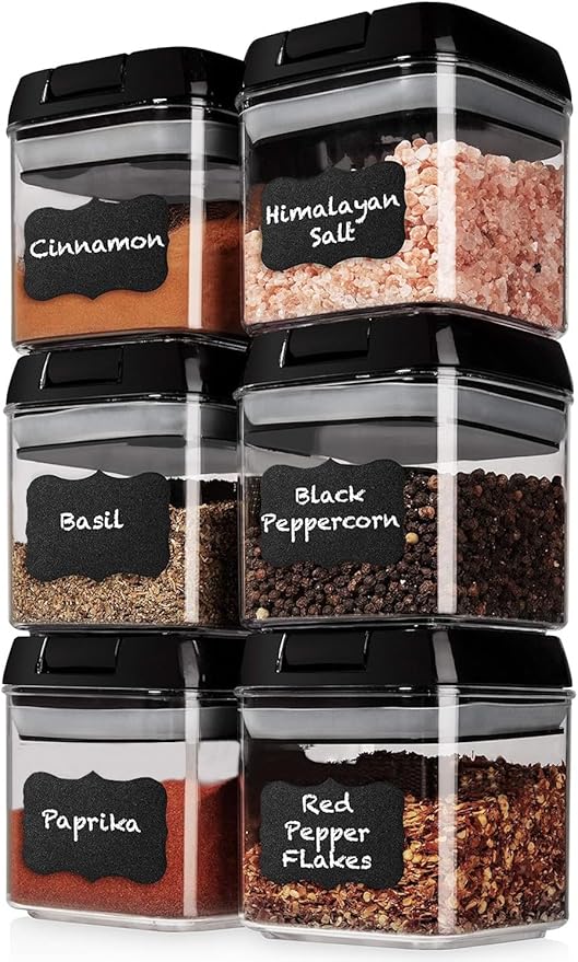 Shazo 6 PC Airtight Food Storage Containers - BPA Free Clear Plastic Snack & Spice Containers with Easy Lock Lids - Kitchen and Pantry Organization for Herbs, Coffee, Tea - 0.5L / 2.1 Cups-Ruum Studio Home