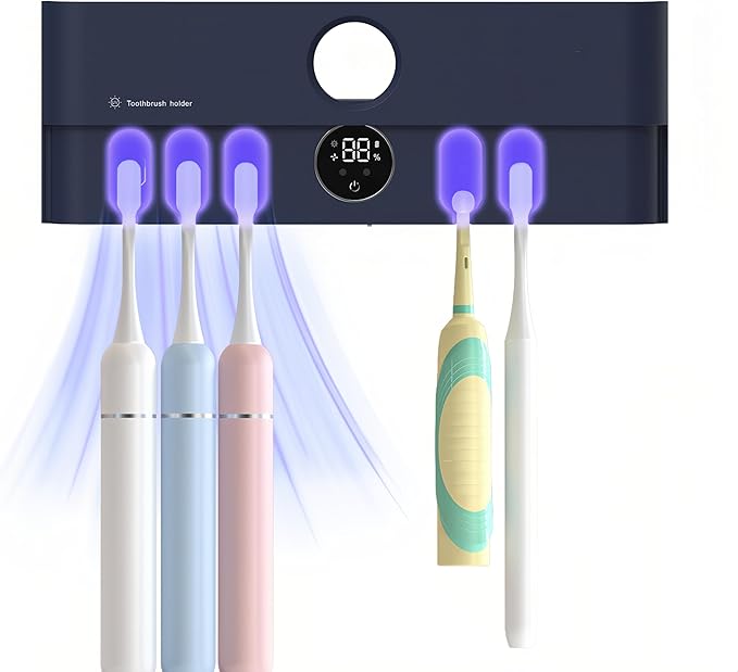Electric Toothbrush Holder and Cleaner Auto Cleaning and Drying Toothbrushs in Circle Wall Mounted for Bathroom Accessory Auto Open/Close Cover Rechargeable Home Gadgets-Ruum Studio Home