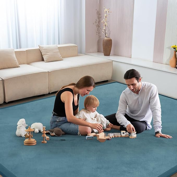 Baby Play Mat for Floor Tummy Time Mat Nursery Rug Muscle Area Playroom Rug Tatami 79"x118" Memory Foam 1.3" Thick Crawling For Babies,Toddlers, Infants, Kids,Floor(Green)-Ruum Studio Home
