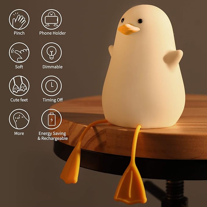 YuanDian Cute Duck Night Light, Gifts for Women Teen Girls Baby,Night Lights for Kids Bedroom Kawaii Room Decor, Cute Christmas Seagull Silicone Nightlights for Children Toddler.-Ruum Studio Home