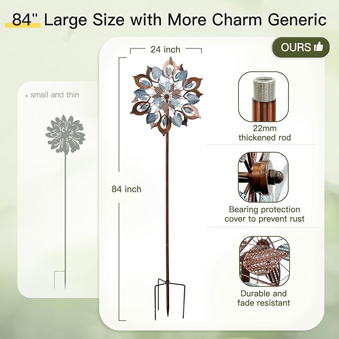 Wind Spinners Outdoor for Yard and Garden, Metal Large Wind Spinner & Sculptures 84 Inch, Garden Spinner Windmills for Yard Decor Gifts for Family Friends-Ruum Studio Home