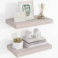 16 Inch Floating Shelves, 3D Textured Wood Grain, 16"x9.25"x1.5" Inch Deep Floating Shelves for Wall, Wooden Shelves for Bathroom, Bedroom, Living Room, Washed White-Ruum Studio Home