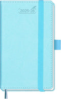 BEZEND Pocket Planner 2025-2026 Weekly and Monthly, 3.5" x 6" Academic Planner (Jul 25-Dec 26) 18-Month Mid-Year Calendar Book, Storage Pocket, Pen Holder, PU Leather Hardcover - Sky Blue-Ruum Studio Home
