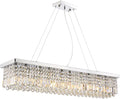 Siljoy Modern Rectangular Crystal Chandelier, 47" Rectangle Raindrop Hanging Ceiling Pendant Light Fixture Adjustable Height for Kitchen Island Dining Room, Polished Chrome Finish, L47 x W10 x H10-Ruum Studio Home