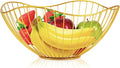 Metal Wire Fruit Basket, Gold Fruit Bowl for Kitchen Counter, Fruit Holder Stand Storage Baskets for Countertop, Home Decor, Table Centerpieces, Vegetable Bowls for Fruits, Veggies, Snacks (Gold)-Ruum Studio Home