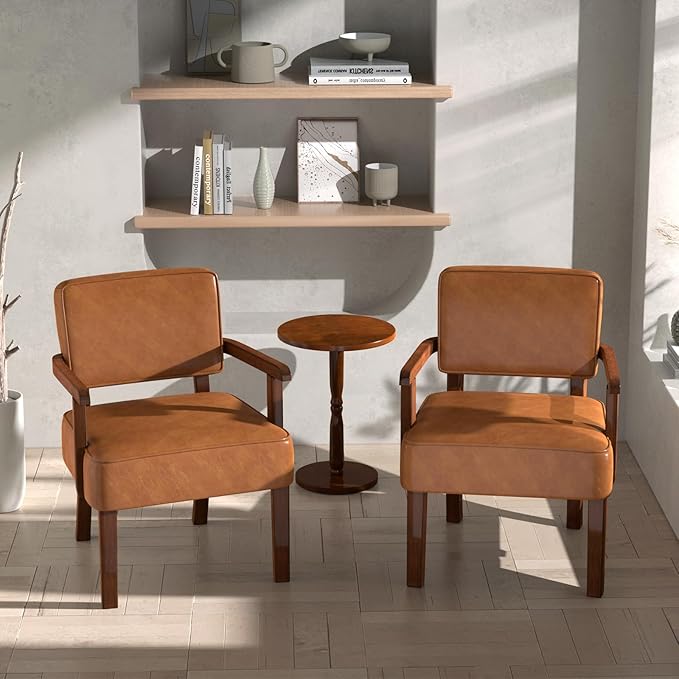 Accent Chair, PU Leather Living Room Chairs Oversize with Soft Seat and Armrests for Living Room Dinning Room Bedroom Reading Room Waiting Room-Ruum Studio Home