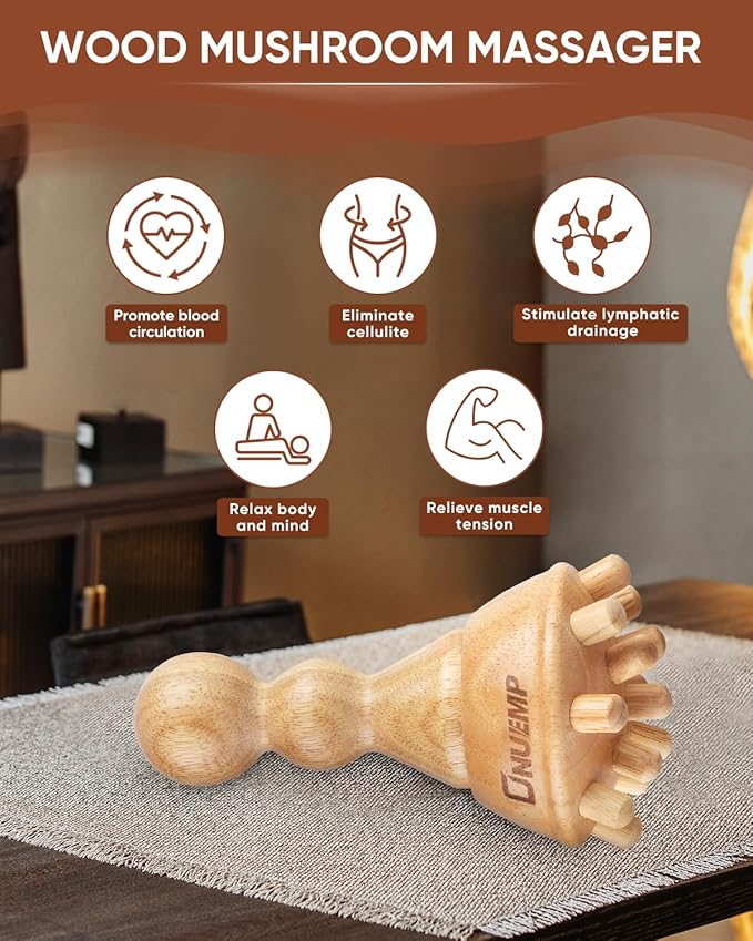 ONUEMP Cellulite Massage Tool, Wood Therapy Massage Tools Lymphatic Drainage Massager, Maderoterapia Kit Colombiana Lipedema Massagers Meridian Brush for Fascia Release, Body Sculpting-Ruum Studio Home