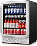 Tylza Beverage Refrigerator 24 Inch, 190 Can Built-in/Freestanding Beverage Cooler Fridge with Glass Door and Advanced Cooling Compressor for Beer and Soda or Wine, Low Noise, 37-64 F-Ruum Studio Home