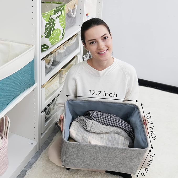 TheWarmHome Fabric Storage Bins Baskets for Organizing, Large Sturdy Storage Basket W/Handles, Decorative Foldable Storage Baskets for Shelves Closet Nursery Toy (X Large - 3 Pack 17.7L×13.8W×9.8H)-Ruum Studio Home