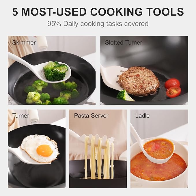 OOU Silicone Kitchen Cooking Utensils Set, 446°F Heat Resistant Kitchen Tool Set with Magnetic Wall Mounted Holder, 6 pcs Spatula Set with Stainless Steel Handle, Dishwasher Safe-Ruum Studio Home
