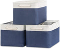 Bidtakay Storage Baskets Collapsible [3-Pack] Decorative Storage Bins with Cotton Rope Handles 15 X 11 X 9.5 Inch Organizing Baskets for Shelves Clothes Closet Navy Blue Baskets for Gifts Empty-Ruum Studio Home