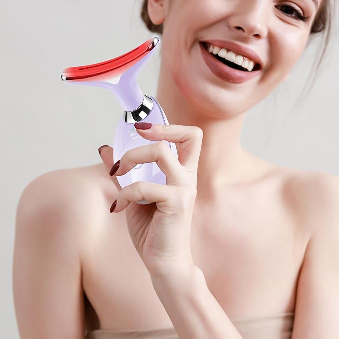 Facial Massager Red-Light-Therapy-for-Face and Neck, Face 𝖲 culpting Wand with 7 Color (Light Purple)-Ruum Studio Home