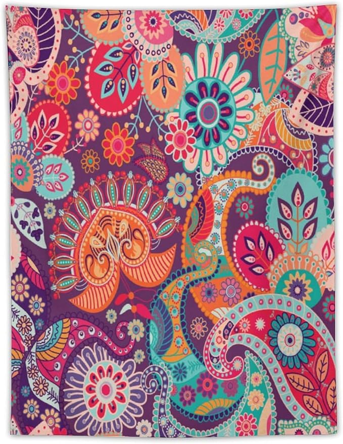 Boho Floral Tapestry, Abstract Mandala Plant Colorful Floral Home Art Wall Hanging for Bedroom Living Room Dormitory 40x60 Inch-Ruum Studio Home