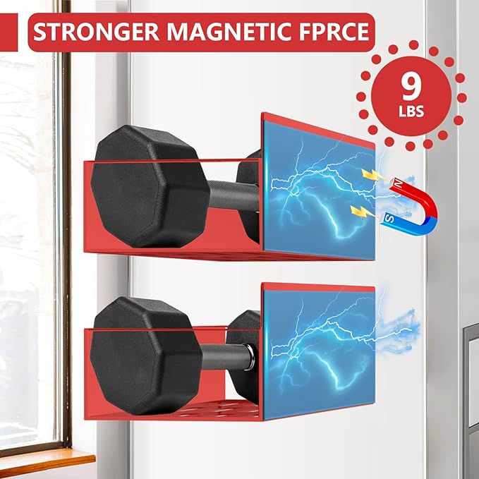 Magnetic Spice Rack Organizer for Fridge Seasoning Organizer for Kitchen Storage With Screw Magnetic Shelf for Oven, RV,Garage,Bathroom (Red, 4pack)-Ruum Studio Home