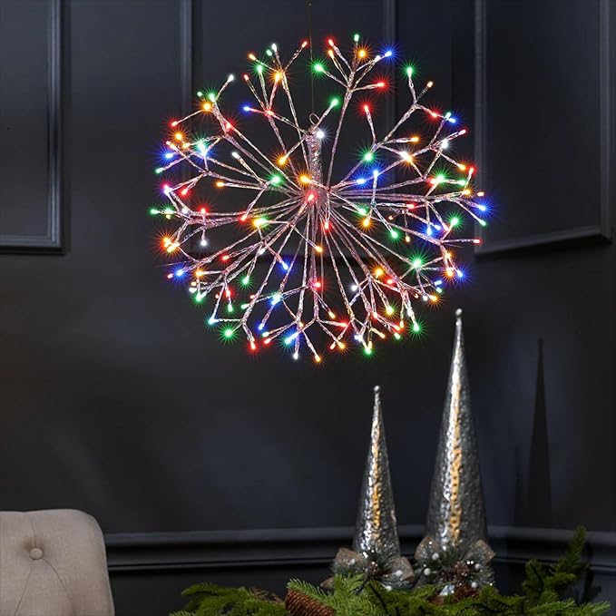Christmas led Sparkle Ball Hanging Outdoor décorations -Haning Twig Ball,Snowflake Ornament Lights Indoor Outdoor Festive Holiday Décor 24Inch (Mutilcolor)-Ruum Studio Home