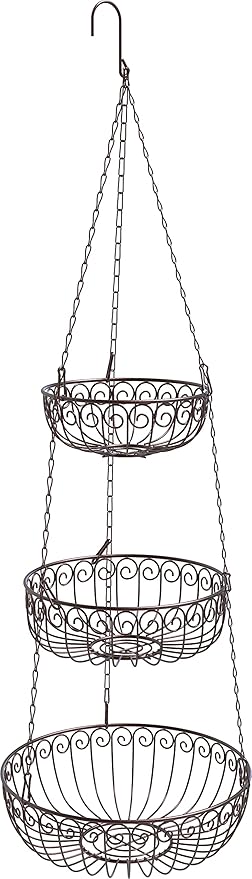 Simple Houseware 3-Tier Fruit Hanging Basket, Bronze-Ruum Studio Home